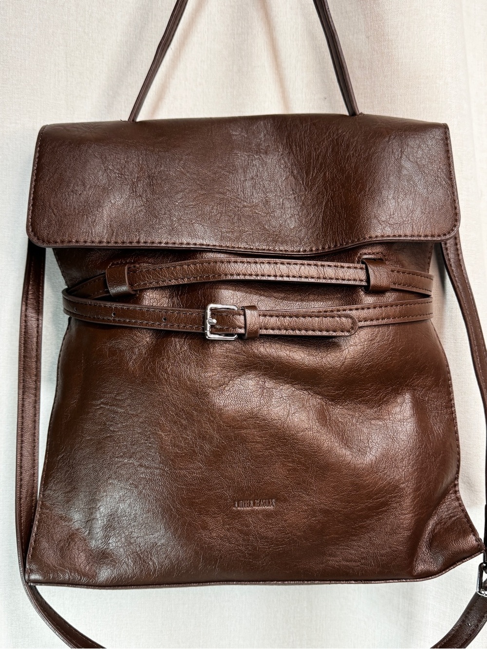 8 Other Reasons Brown Medium Crossbody Bag Magnetic Flap Buckle White Dust Bag